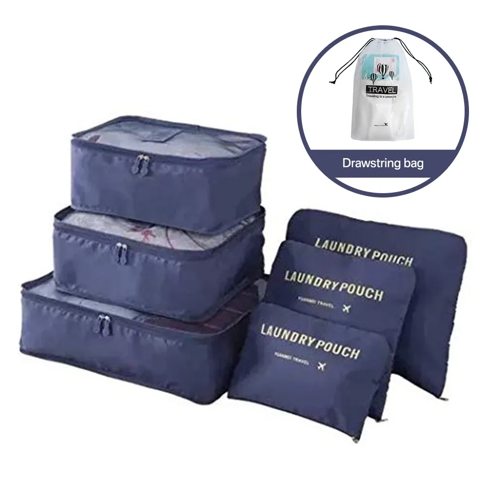 8/6 pièces ensemble sac de rangement de voyage grande capacité bagages vêtements tri organisateur valise pochette étui essentiels chaussures emballage cube