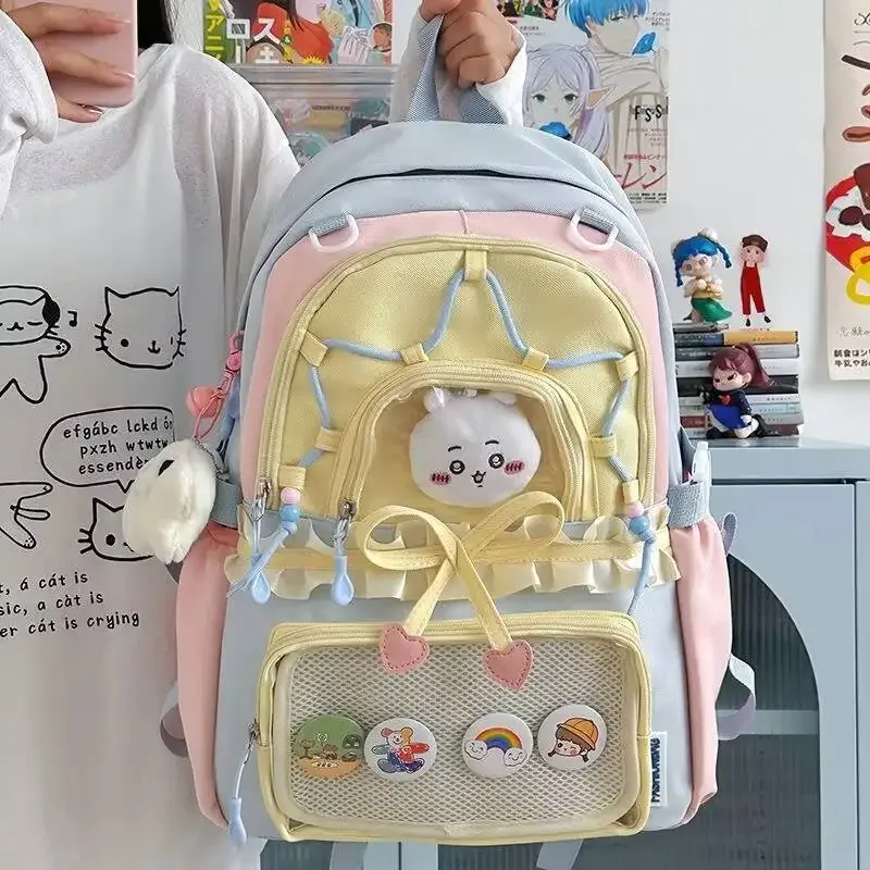 nouveau sac à dos anime ita en forme de cœur avec nœud, sac à dos transparent bidimensionnel mignon pour fille, grande capacité, sac à dos de présentation diy pour otaku
