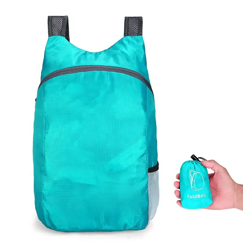 sacs de rangement avec cordon de serrage, sac à dos pliable, grande capacité, fermeture éclair, sac en nylon léger, sac d'école, sac à bandoulière, sac de voyage