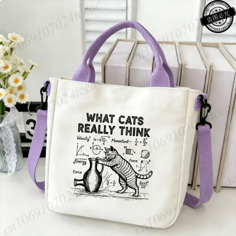 sac fourre-tout amusant à imprimé physique de chat pour femme, sac à bandoulière décontracté, sac à main vintage en toile, sacs à bandoulière tendance pour le quotidien et le shopping