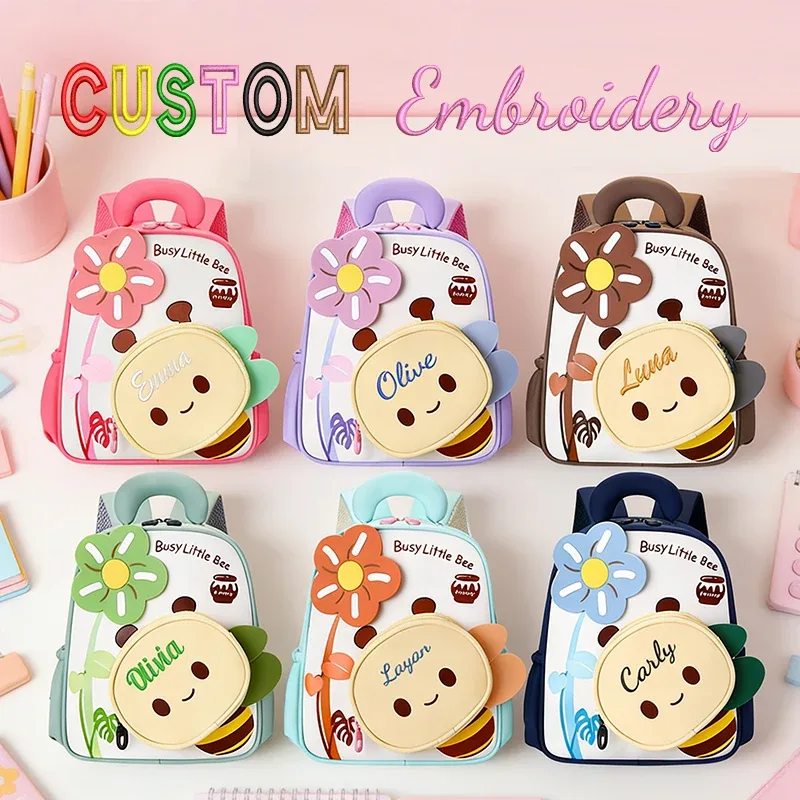 broderie personnalisée/style standard 2 options, sac à dos cartoon little bee, sac à dos mignon à double bandoulière, saison rentrée scolaire