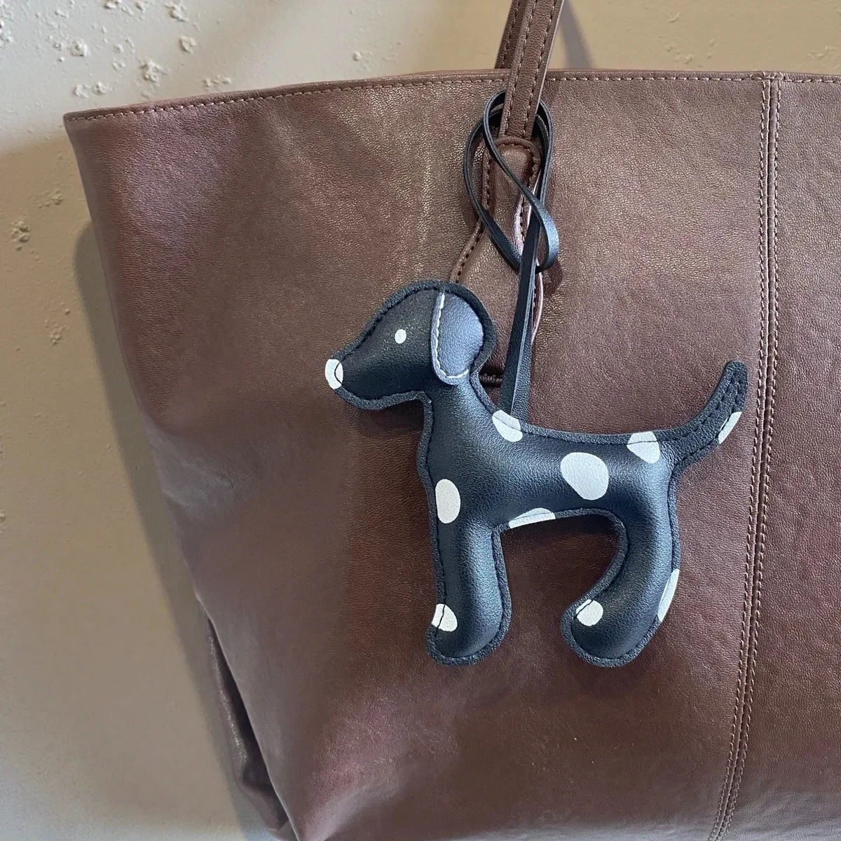 porte-clés en cuir pu dalmatien tacheté, grand breloque pour sac à main, sac à dos, cadeau pour les amoureux des chiens, cuir pu