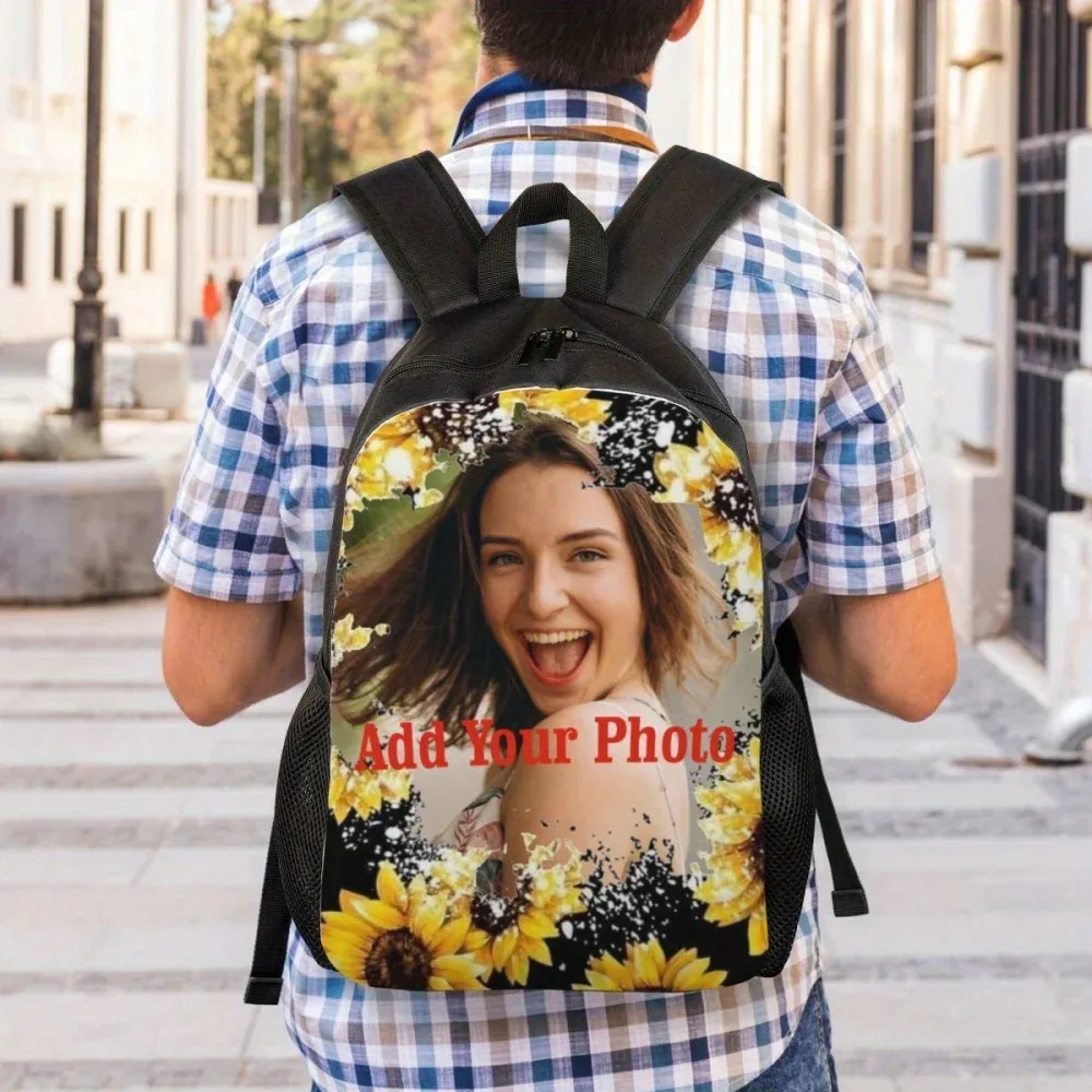 Sac à dos personnalisé avec photo, sac à dos imprimé avec votre propre image, sac à dos décontracté pour l'école et les voyages, sac à dos photo personnalisé, cadeau