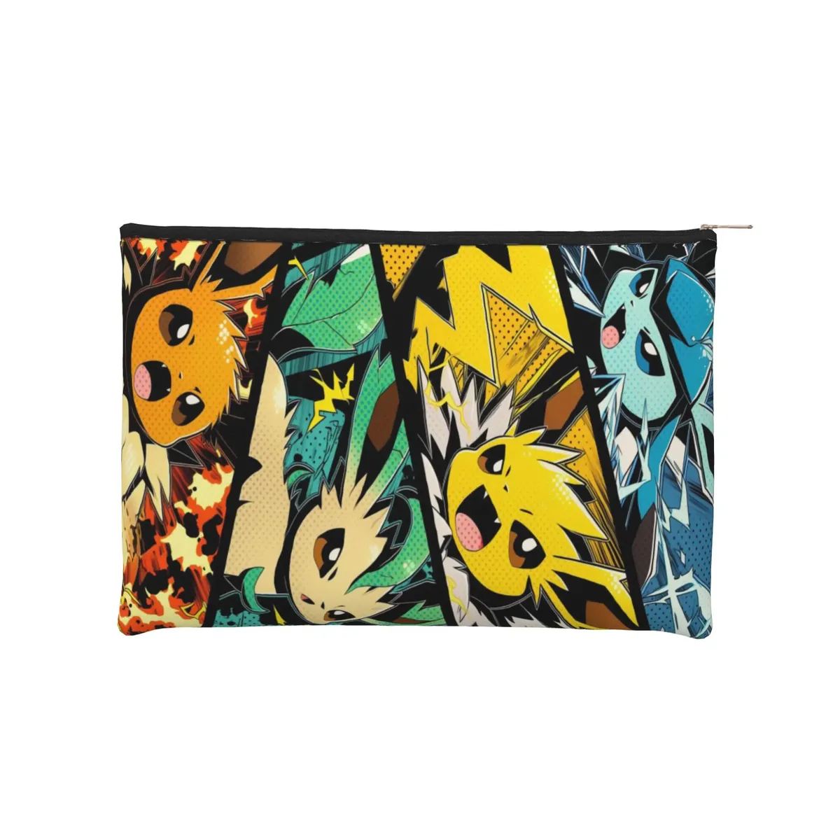 sac pliable mignon pokemon, trousse de maquillage eeveelution, trousse de toilette avec fermeture éclair, pochette cosmétique