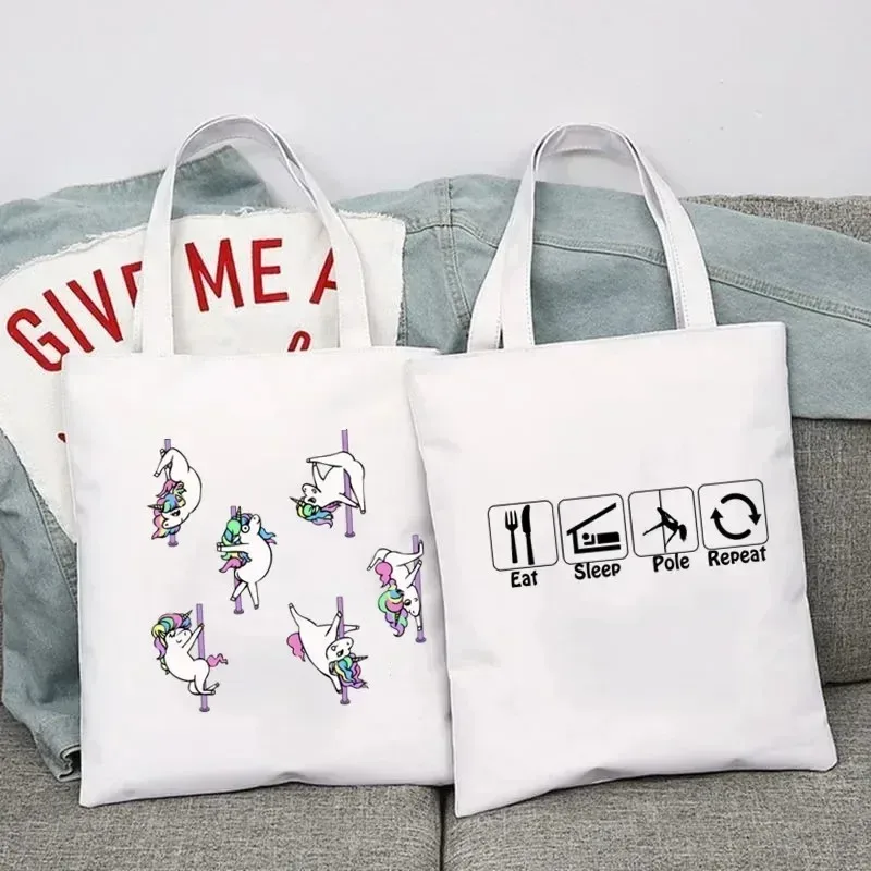 sac fourre-tout drôle de pôle danse, sacs licorne kawaii avec livraison gratuite, sac de shopping réutilisable, fourre-tout en toile animale, sacs à main à la mode, cadeau