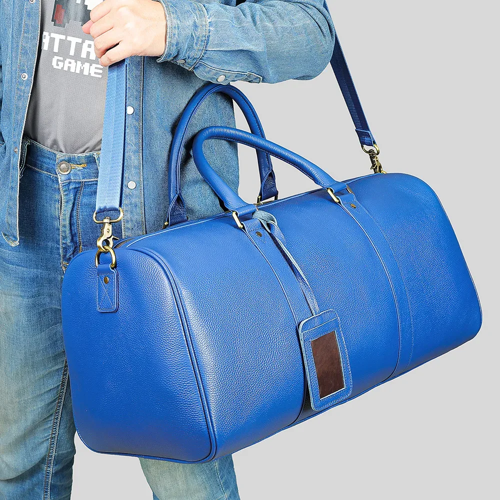 sacs de voyage en cuir véritable pour hommes et femmes, cuir de vachette noir doux, sac décontracté, haute qualité, initié, grande capacité