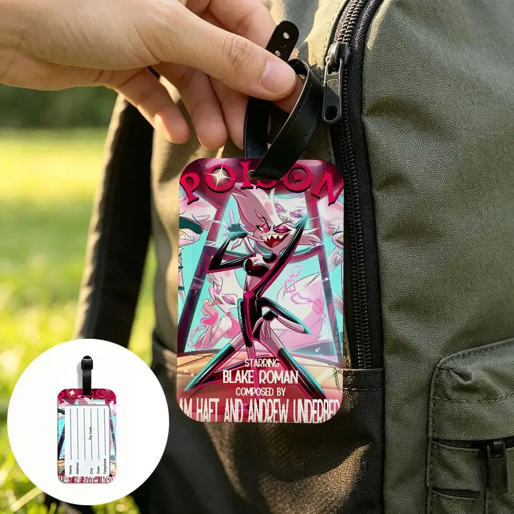 h-hazbin-hotel demonic-edgy – étui pour cartes d'information imperméable en pvc, étiquette de bagage, identificateur anti-perte pour valise et sac à main