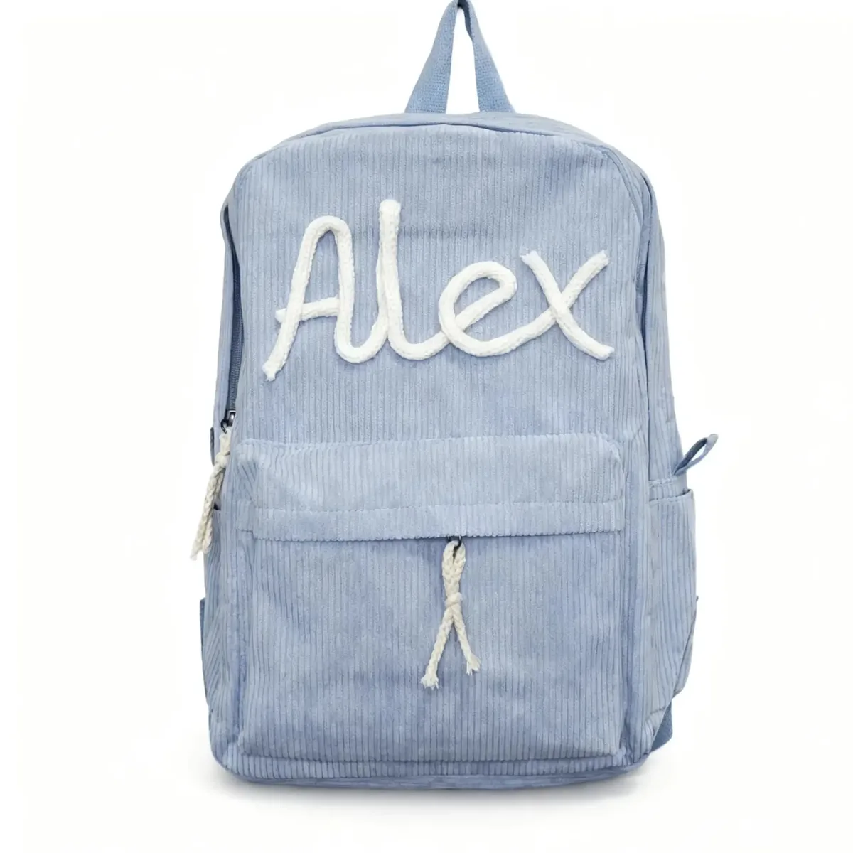sac à dos personnalisé en velours côtelé pour hommes et femmes, lettres brodées à la main, sac à dos en tissu coloré, 1 pièce