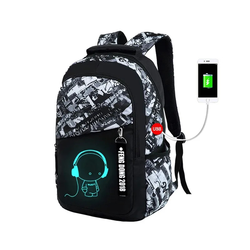 sac à dos d'école pour étudiants, sacs d'école lumineux avec chargeur usb pour adolescents, garçons et filles, cartables antivol pour enfants, sac à dos pour ordinateur portable