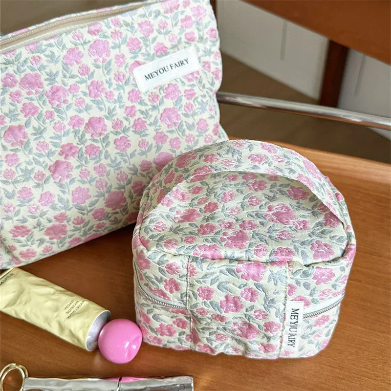 ensemble de 2 trousses de toilette à motif floral rose, trousse de rangement cosmétique portable, pochette de voyage à fermeture éclair, trousse de maquillage skincar, fête des mères