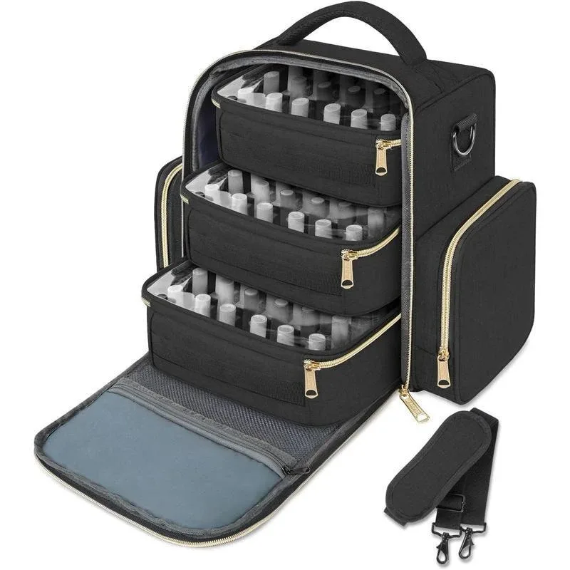 sac de rangement pour outils de manucure, grande capacité, avec trois pochettes amovibles, rangement pour flacons de vernis, pour manucures, cadeau de voyage, beauté