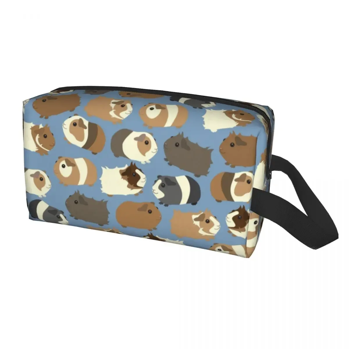 trousse de maquillage personnalisée cochon d'inde et fleurs pour femme, trousse de toilette de voyage cosmétique, rangement animal kawaii
