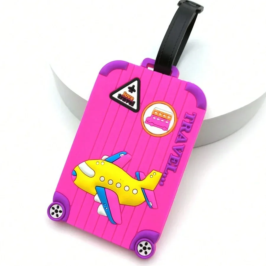 étiquettes de bagage en pvc souple, motif d'avion, étiquette de bagage mignonne, étiquette de valise créative, dessin animé, passe d'embarquement, accessoires de voyage en avion