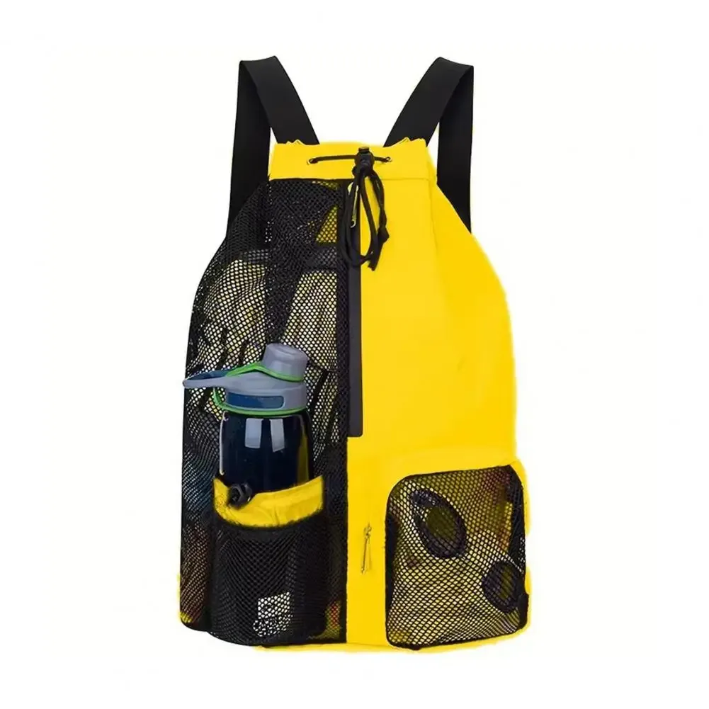 sac à dos en filet, sac de natation à cordon, sac à dos avec poche pour vêtements mouillés, sac de rangement de plage, sac de pêche en plein air