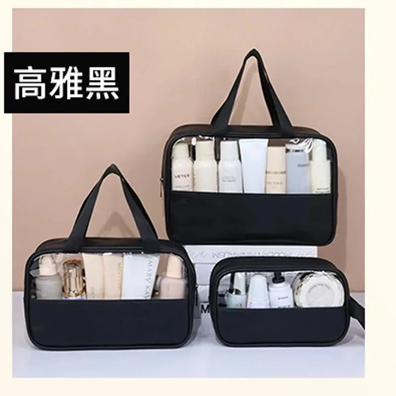 sac cosmétique transparent de grande capacité - pochette de voyage en pvc transparent, organiseur de rangement pour articles de toilette imperméable et anti-fuite