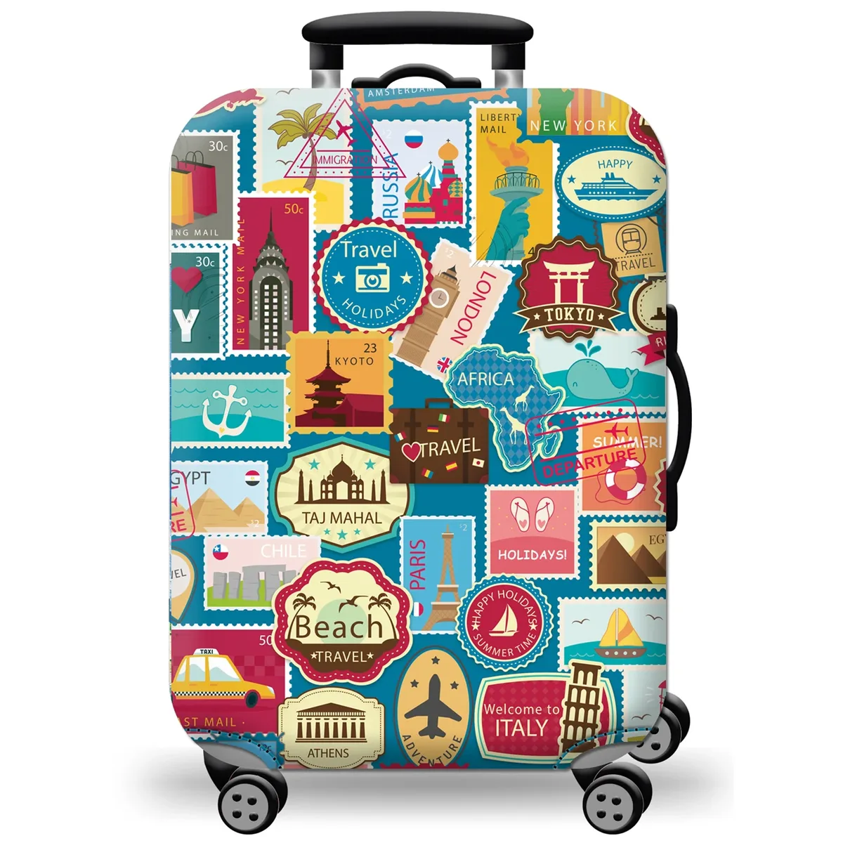 housse de protection pour bagages en tissu extensible, étui anti-poussière pour bagages, adapté à la valise de 18 à 32 pouces, organisateur de voyage