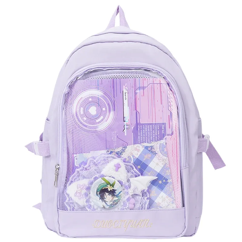 y2k – sac à dos mignon pour femmes, kawaii ita, sac à dos transparent pour fille douce, bricolage d'exposition de personnalité, sac à bandoulière lolita