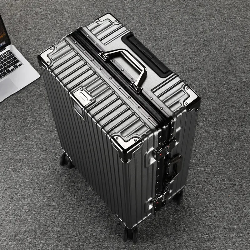 valise à roulettes 20 26 30 pouces avec cadre en aluminium, roues silencieuses, unisexe, grande capacité, valise à roulettes avec serrure à code