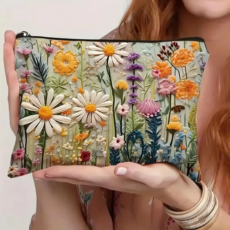 sac à cosmétiques imprimé double face style boho vintage, trousse de toilette de voyage pour femmes, sac de maquillage de grande capacité, sacs de rangement, cadeaux