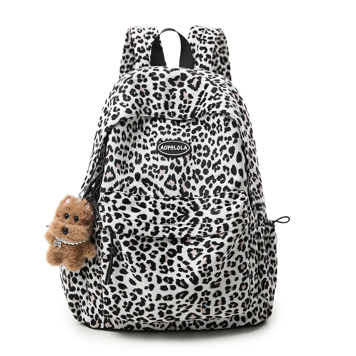 sacs à dos de grande capacité en nylon imprimé léopard, fermeture éclair, haute qualité, mode, dos intérieur avec poche à fermeture éclair, 2026