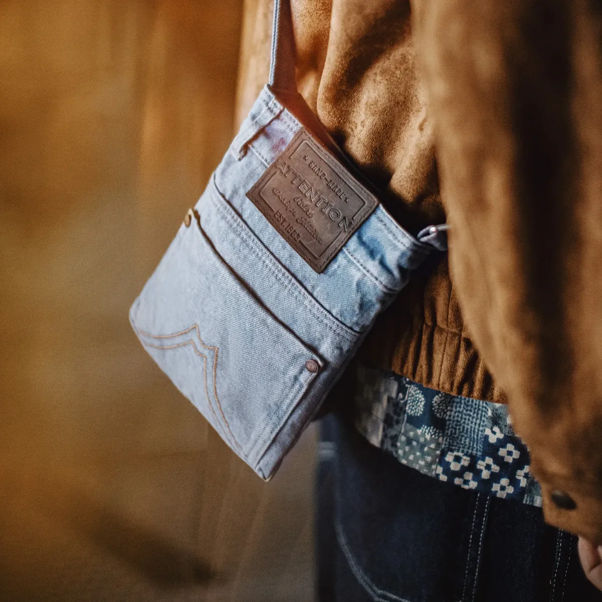 sac bandoulière en toile denim bleu délavé maden, sac messager unisexe, sac à bandoulière vintage pour les trajets quotidiens, sac à main et porte-monnaie