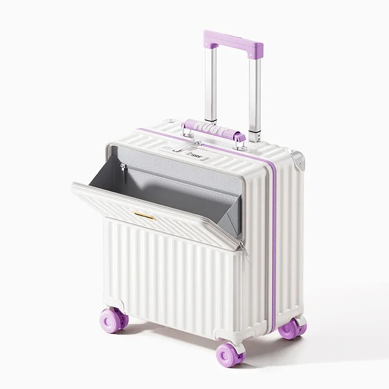 nouvelle valise cabine 2026 à ouverture frontale 16/18/20 pouces avec compartiment séparé pour ordinateur portable, port usb et porte-gobelet