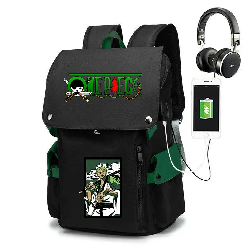 sac à dos d'école imprimé one piece zoro, sac à dos décontracté de grande capacité, sac de voyage pour enfants et adolescents