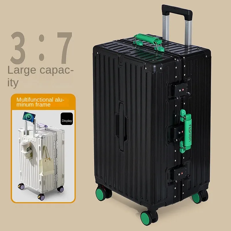 valise de voyage grande capacité bicolore 20-28 pouces avec cadre en aluminium renforcé, bagage en pc avec roues à frein, sac de cabine pour étudiant
