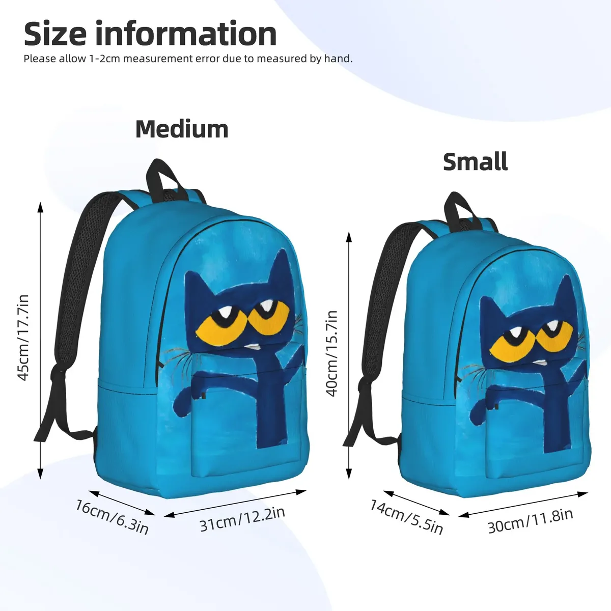 sac à dos cartoon pete the cat pour hommes et femmes, sac à bandoulière tendance pour étudiants, sac à bandoulière pour le travail, sac à bandoulière pour le collège, durable