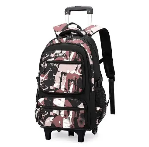 sac à dos à roulettes pour garçons, école primaire et collège, sac à roulettes pour garçons avec 6 roues, sac à dos à roulettes avec 2 roues