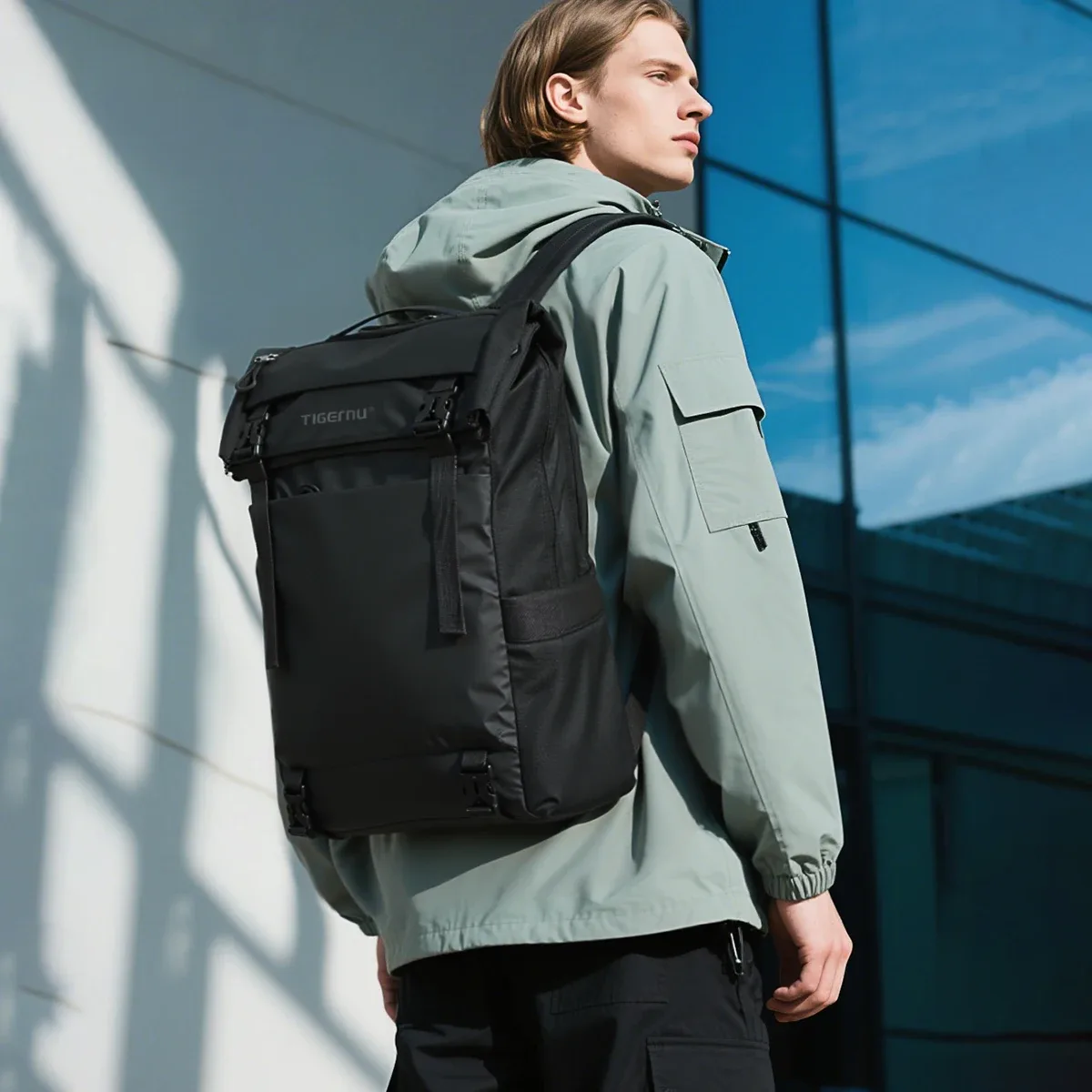 sac à dos de voyage tigernu pour homme, sac à dos imperméable en tpu, sacs pour hommes, sac à dos extensible pour hommes, sacs d'affaires, sac à dos d'école