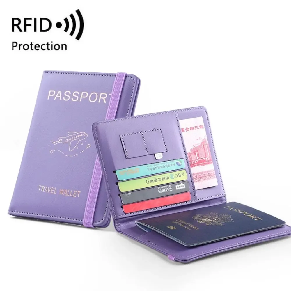 nouveau porte-passeport de couleur unie, blocage rfid, fente pour billet, clip, housse de protection, sac pour cartes de voyage en cuir