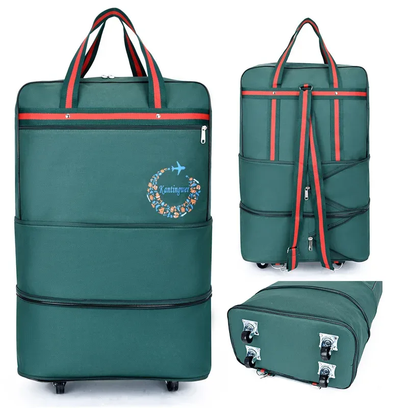 sac à bagages de voyage à air vérifié, roue universelle pliable, rangement mobile, oxford, cubes d'emballage étanches