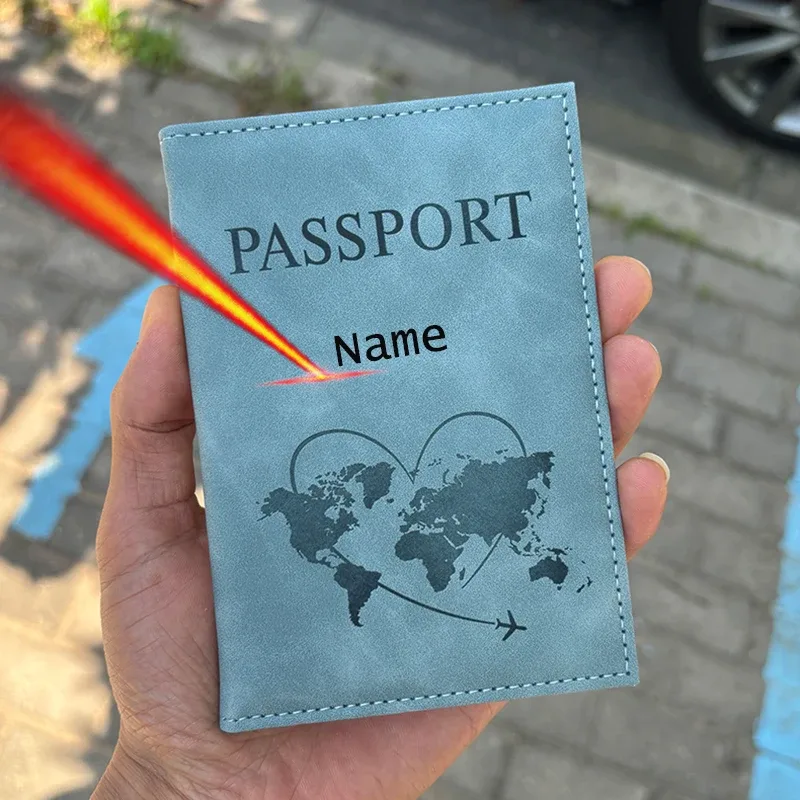 porte-passeport avec nom personnalisé, portefeuille de voyage, couverture en cuir gravé, cadeaux de voyage, accessoires de voyage pour femmes et hommes