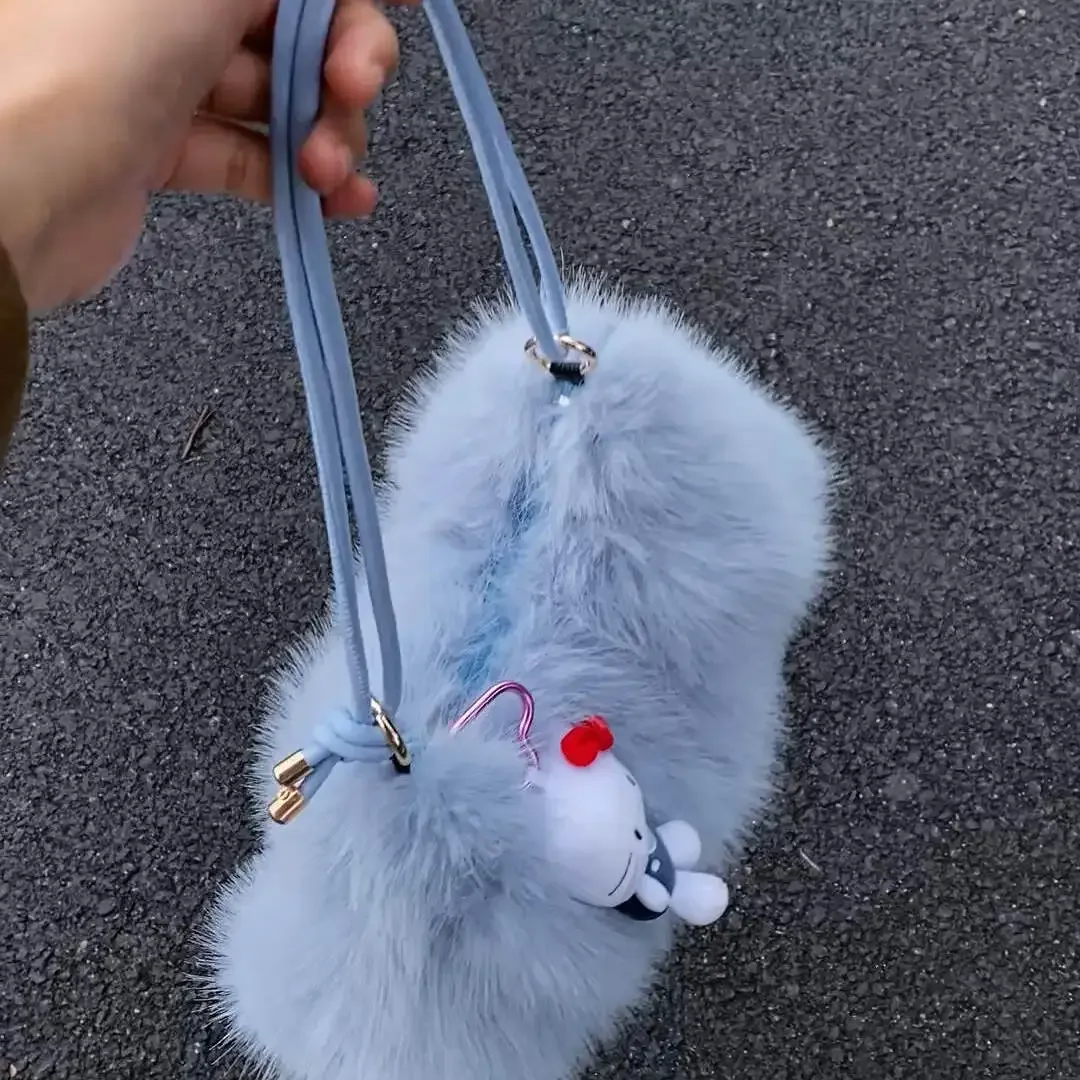 sac fourre-tout en fausse fourrure douce imitation lapin, grande capacité, sac à bandoulière pour l'automne-hiver, nouveau style 2026