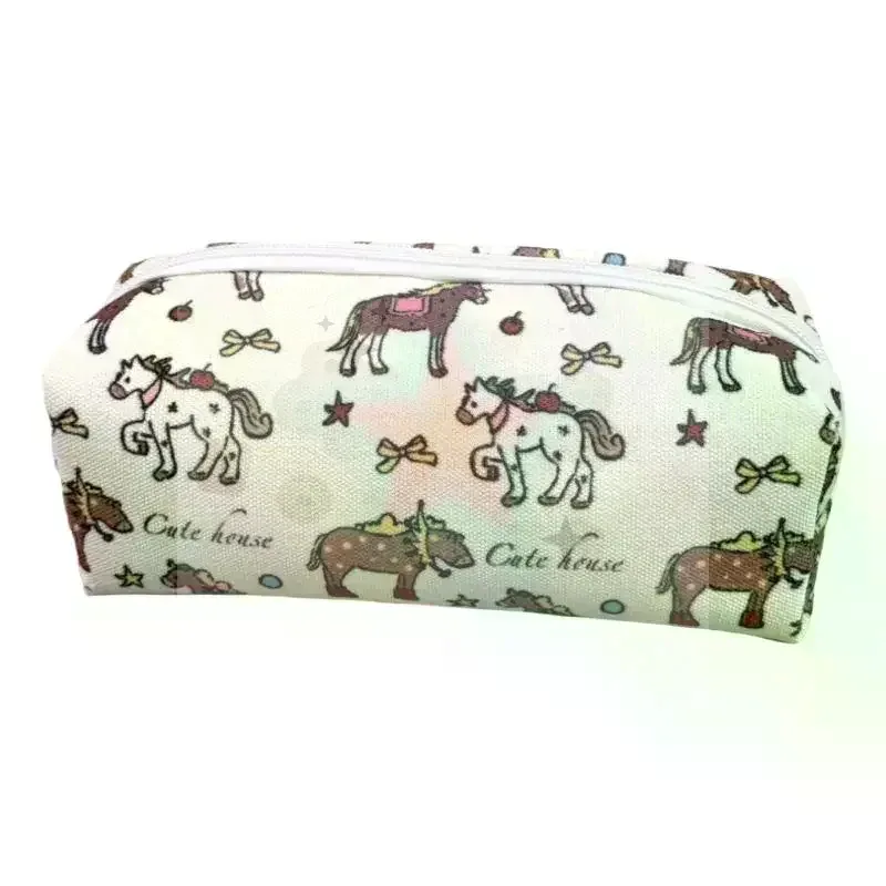 trousse à crayons mignonne motif poney, sac de papeterie kawaii, organiseur d'accessoires scolaires