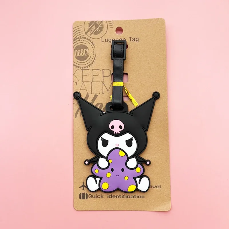 étiquette de bagage hello kitty, étiquette de bagage kuromi mignonne, valise de dessin animé, porte-adresse d'identification, bagages d'embarquement portables