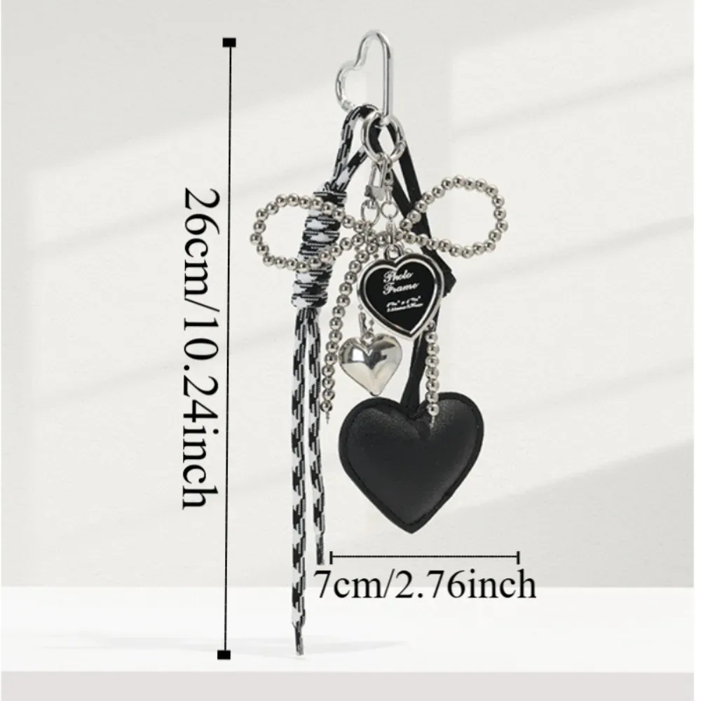 porte-clés créatif en cuir brcorporelle avec nministériels d en perles, long pompon, amour, cœur, pendentif pour sac à dos, breloques faites à la main, cadeau décoratif, y2k