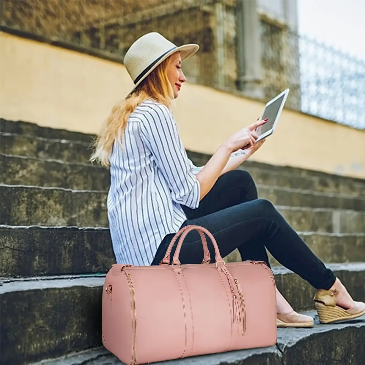 sac de voyage pliable pour femmes, sac à vêtements pratique, grand sac polochon en cuir pu, sac de voyage d'affaires pour femmes