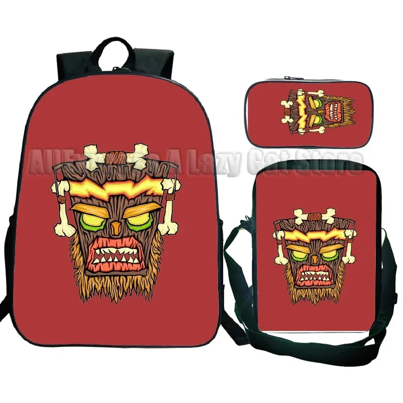 sac à dos crash bandicoot on the run 3 pièces pour élèves du primaire et du secondaire, sac à dos de dessin animé avec sac à bandoulière mochila