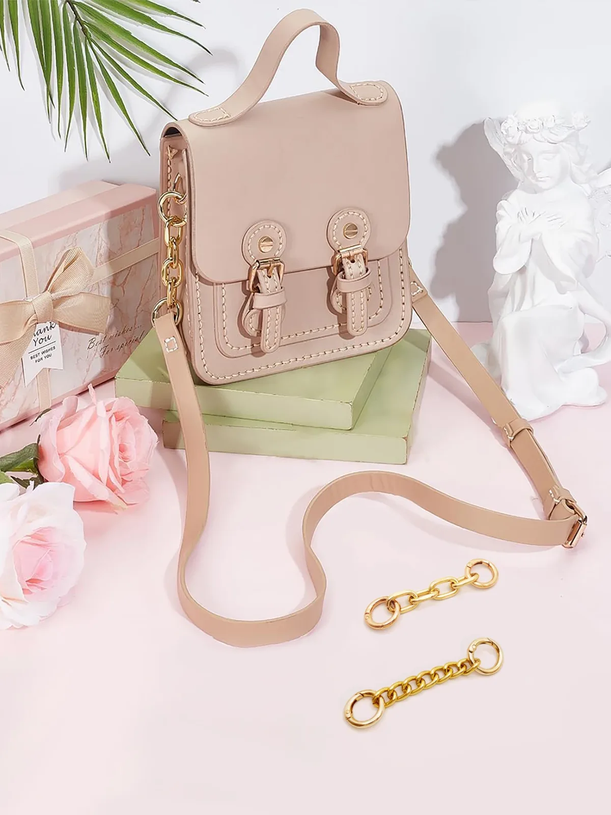 chaînes d'extension de sangle de sac en métal, 2 styles, avec anneaux à ressort pour sangles de sac à bandoulière