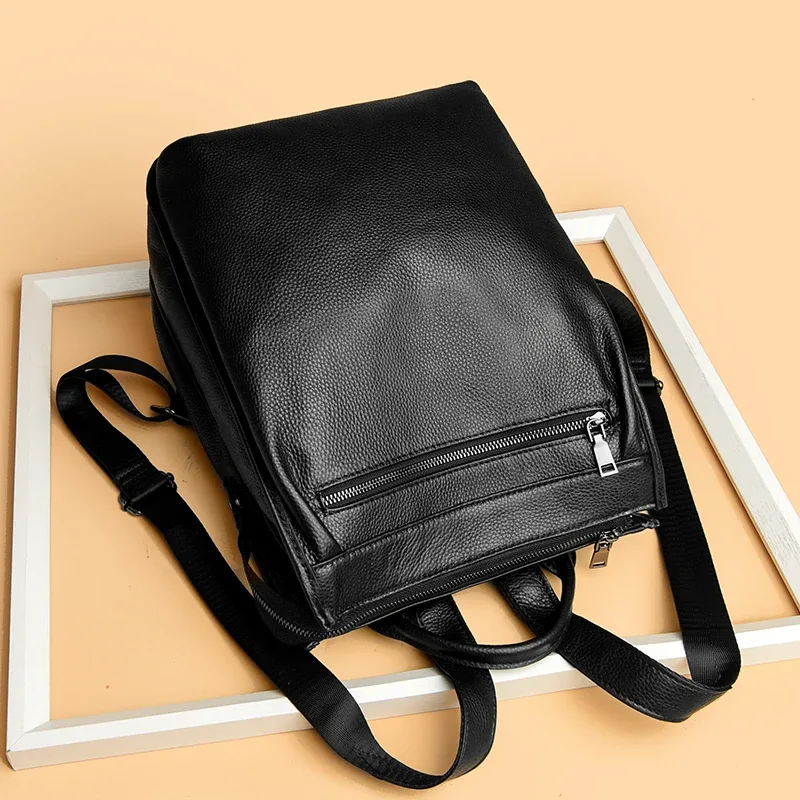 sac à dos de luxe en cuir véritable 100% pour femmes, sac à dos de voyage de grande capacité, nouveau sac à dos pour dames, cartable d'école