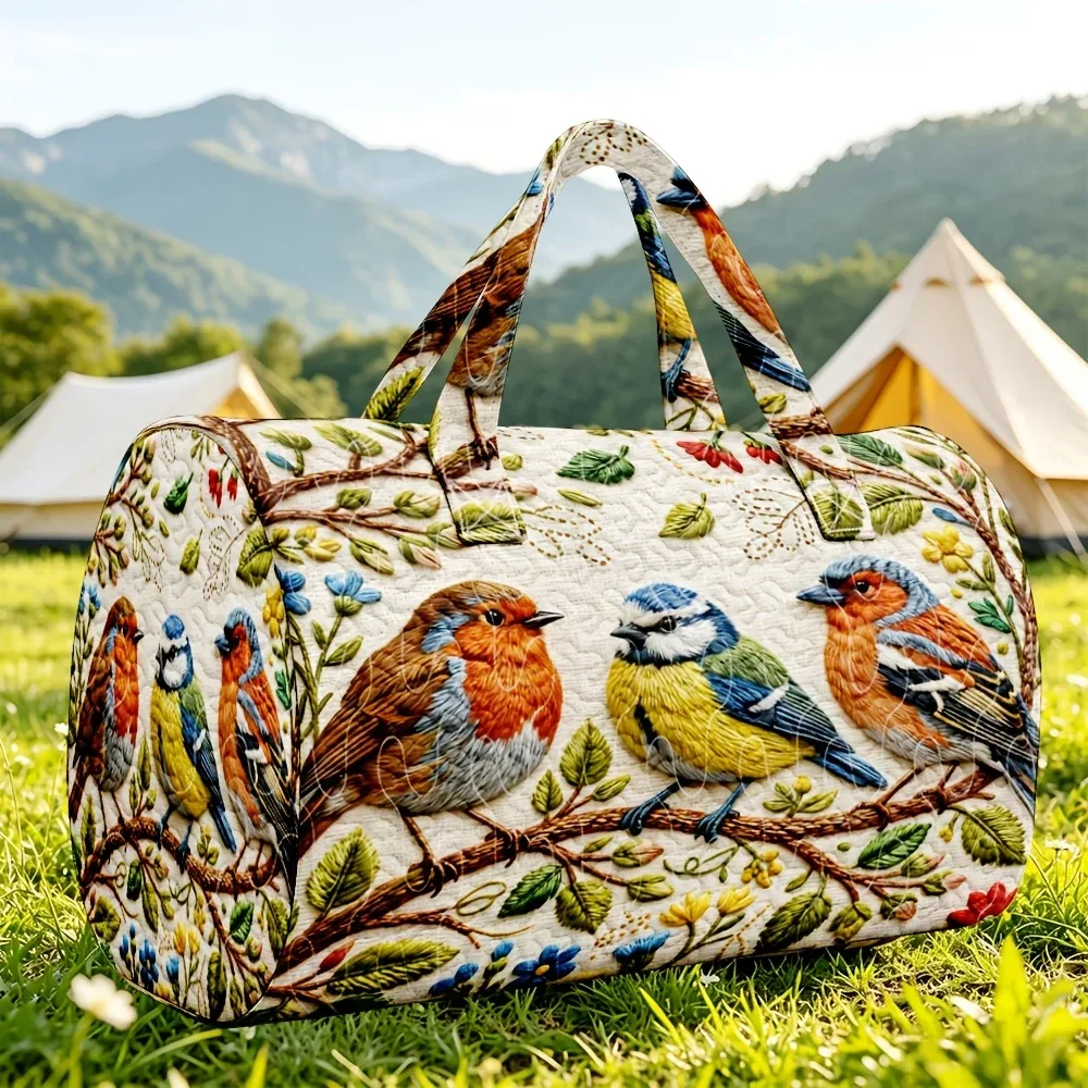 sac en toile matelassé de grande capacité - sac de voyage en tissu matelassé 3d au style unique - sac de voyage pour courtes distances