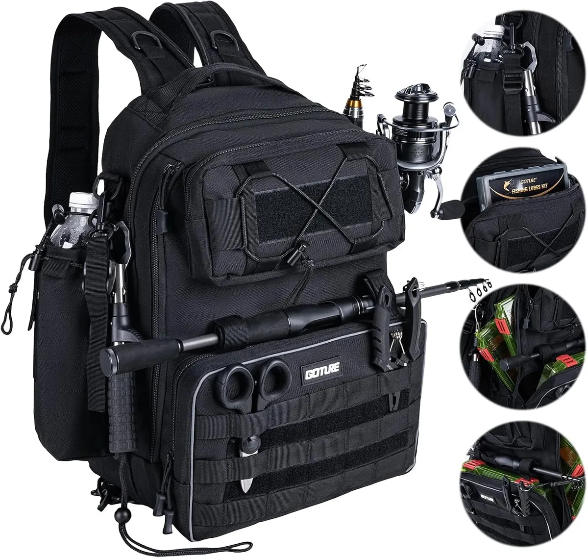 Sac à dos tactique Goture, style sac à dos, imperméable, nylon 600D, grande capacité, randonnée, camping, voyage, sac de plein air