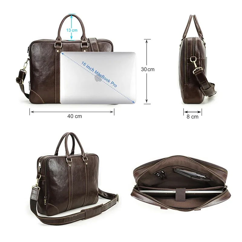 contact's-sac à main en cuir group pour ordinateur portable, sacoche de bureau, pour homme d'affaires, bombes, 16 pouces