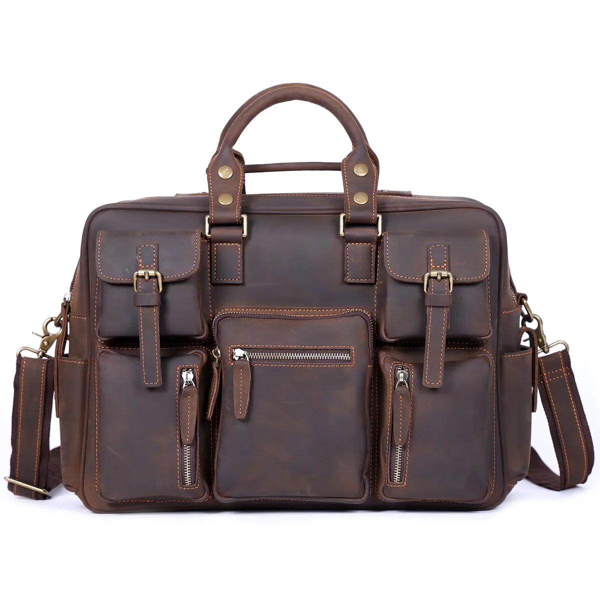 sac à main vintage pour homme en cuir pleine fleur, sac messager pour ordinateur portable 16 pouces, sac de voyage d'affaires en cuir véritable, cuir crazy horse.