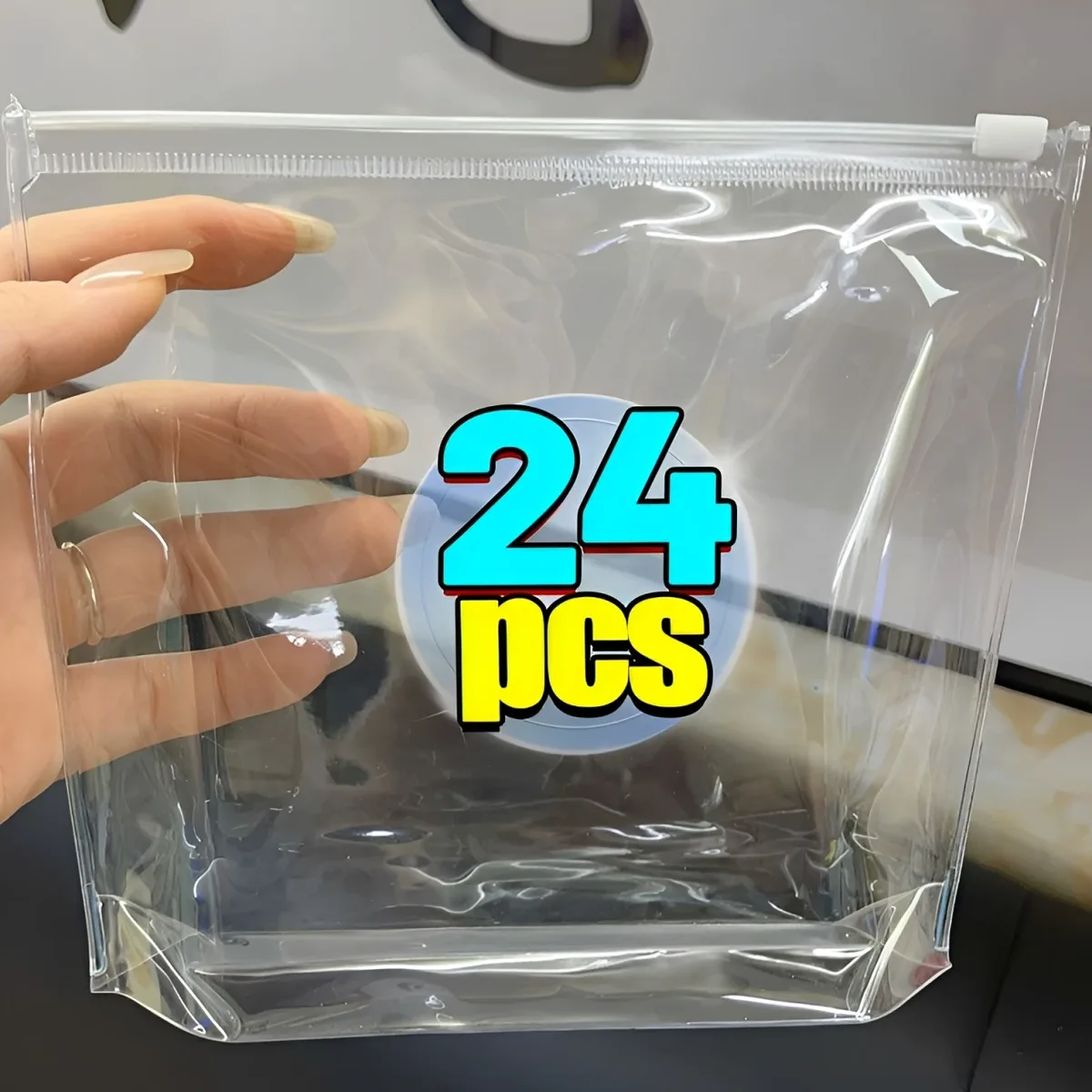 Sac à fermeture éclair tridimensionnel scellé en PVC, 1-24 pièces, sac d'échantillon de lavage givré auto-support, sac d'emballage et de rangement pour cosmétiques