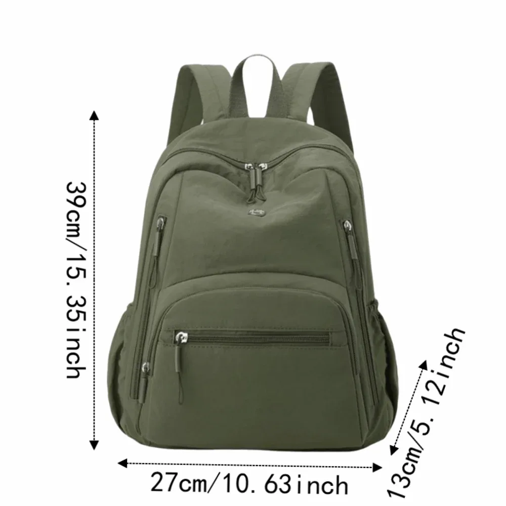sac à dos scolaire en nylon grande capacité, imperméable, durable, léger, couleur unie, pour ordinateur portable, randonnée