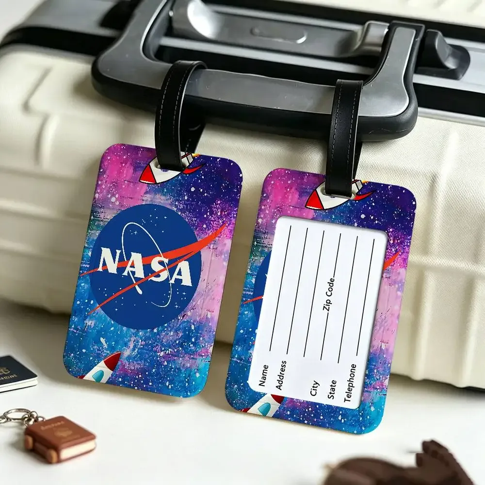 étiquette de bagage en pvc avec logo usa n-nasas, accessoire de voyage, design anti-perte, pochette détachable pour carte d'information