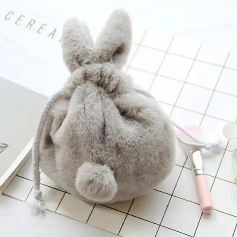 sac à cordon avec oreilles de lapin, pochette de rangement, organisateur de cosmétiques portable et mignon pour les voyages et les fournitures domestiques
